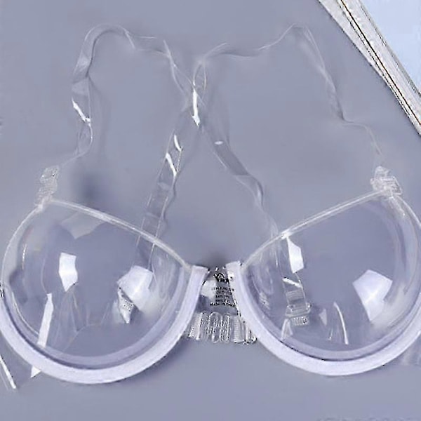 Sexiga Kvinnor 34 Kupa Transparent Genomskinlig Push Up BH Ultratunn Rem Osynliga BH Underkläder