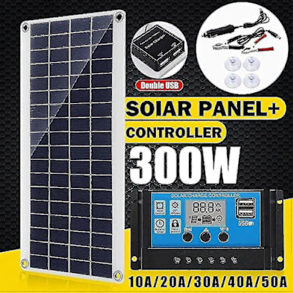 300w 12v Solpanel Kit Batteriladdare 300 Watt 12 Volt Off Grid System Med 10a-60a Kontroller