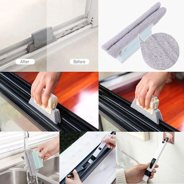 Magic Window Track Cleaner, værktøjssæt til rengøringsbørste til vinduer