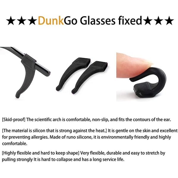 Ørehåndtak for brilleglass - myk, komfortabel anti-skli holder, silikon ørekrok, øyeglass tempeltupp ermeholder for briller, solbriller, sportsbriller