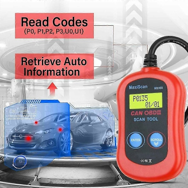 Autel Al301 OBD2 Diagnosesett, Feilkodeleser, Diagnostisk Verktøy, Scanner for Alle Kjøretøy