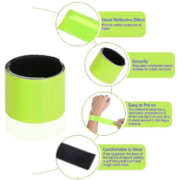 Reflekterande Band, 12 st Snapp-Armband, Klapp-Armband, Säkerhetsband, Re