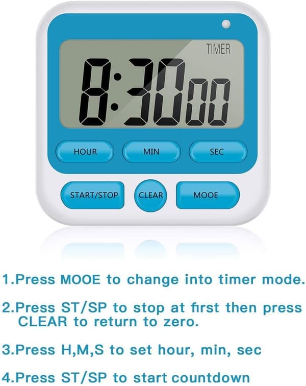 Kök timer lärande nedräkning, LCD digital blå