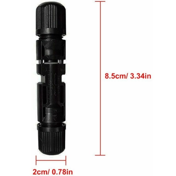 6 par MC4 hann/hunn dobbeltringer vanntett skjøt solcellepanel kabelkontakter