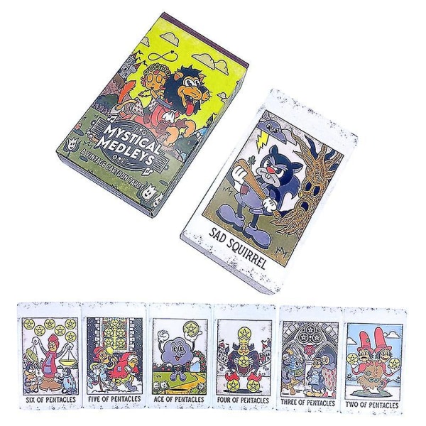 12*7cm Et vintage tegneserie Tarotkort Spådomsbord Party Brettspill M/manual