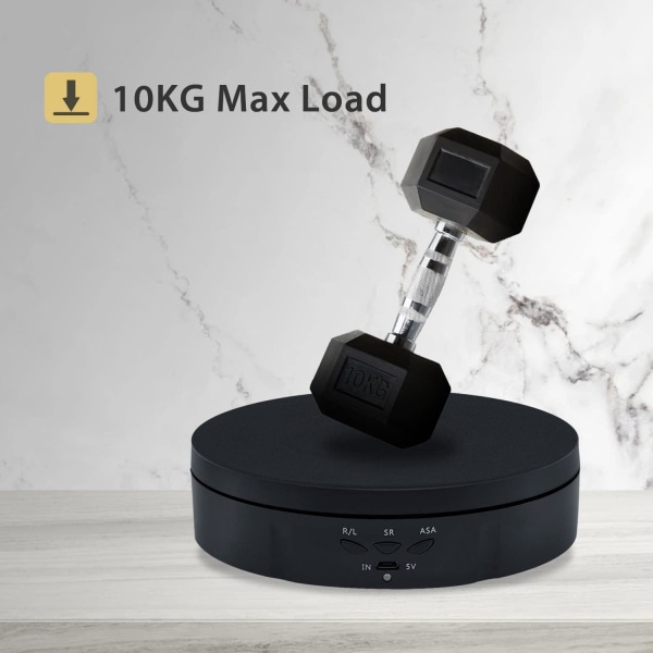 14,6 cm automatisk elektrisk drejeskive 360 graders roterende displaystativ, sort