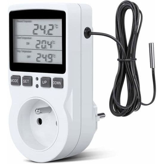 Digital temperaturregulator - Elektrisk - Programmerbar - LCD med klocka