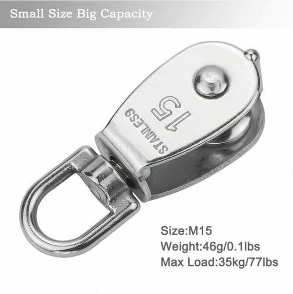 M15 304 Rustfrit stål enkelt remskive (12 stk.)