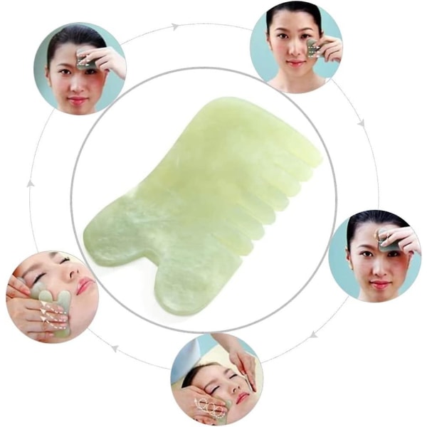Jade kam | Naturlig jadestein - Gua Sha-verktøy for hode og meridianer for massasjeverktøy for kroppspleie av hodet