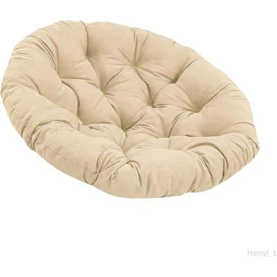 Rund sittdyna, vadderad, 50 x 50 cm – äggformad, khaki och vit, interiör, elegant stil