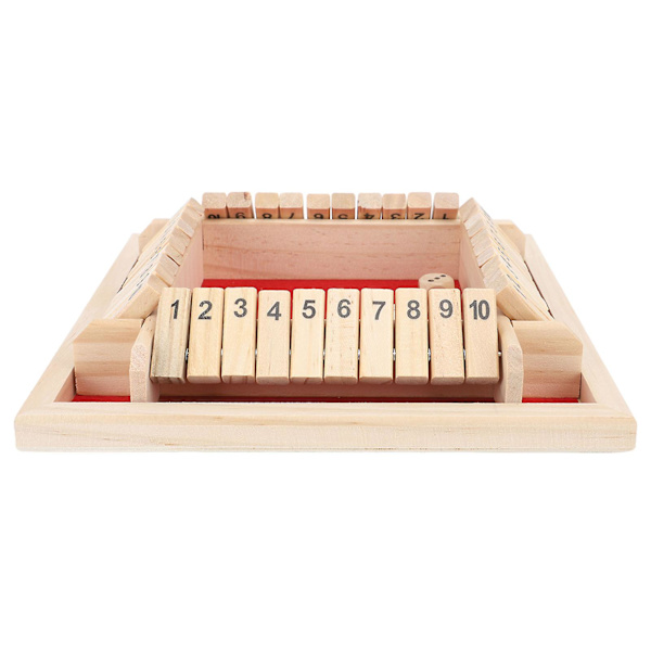 4-sidet Shut The Box terningespil i træ til børn og voksne - Læringsspil i matematik