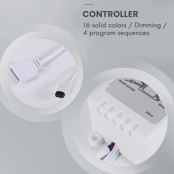 LED RGB Kontroller IR FB 24 knappar vit 12V