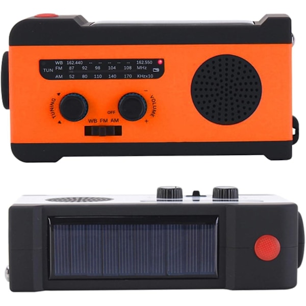 Håndsvinget nødradio | Bærbar Am/fm/noaa solcelledrevet nødradio - Am/fm/noaa solcelledrevet radioer med LED-lommelygte, Sos-alarm, Usb-oplader, Emergenc
