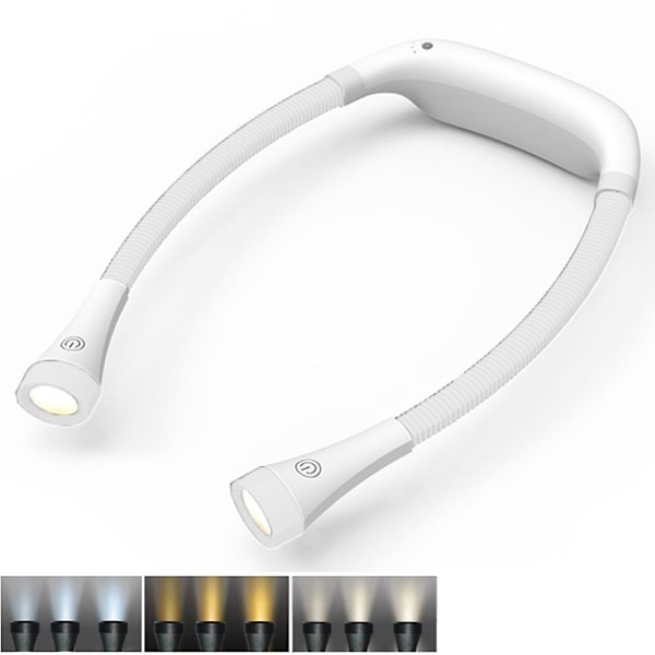 Led Neck Reading Light, 3 Colors, 6 Brightness Levels, Bendable Arms, Rechargeable, Long Lasting