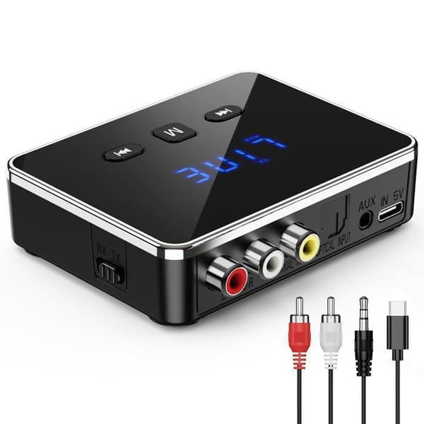 Bluetooth lydadapter - 2-i-1 (sender/mottaker) - Bluetooth 5.4 - 10m rekkevidde - 200mAh batteri