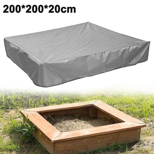 Barneleke sandkassetrekk hage gårdsplass kvadratisk vanntett parasoll (200*200x20cm grå)