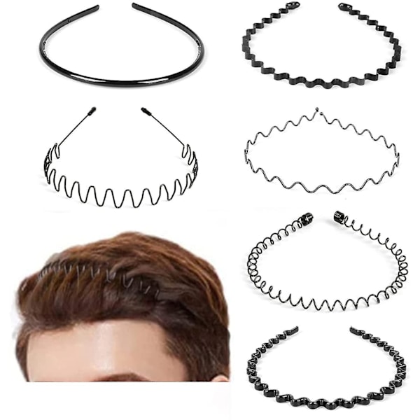 6 stk hårbøyle, metall hårbånd for menn og kvinner, skjønnhetspleie, unisex