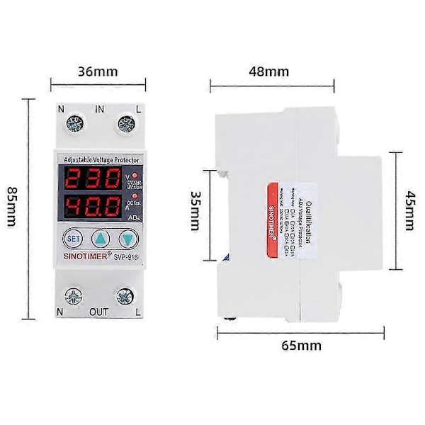SVP-916 40A Överspänningsskydd Gränsström Dubbel Display Spänningsskydd 110V Automatisk Spänningsrelä