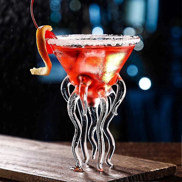 2 stk. Octopus Cocktailglas Martini Vandmand Glas Vinglas Drikkevare Bar Bæger Værktøj