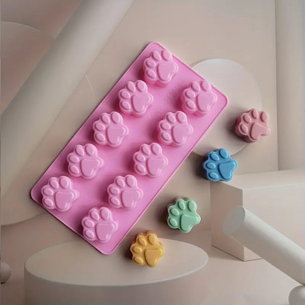 1. 3D silikoneform, 10 hulrum katteklo fondantform til DIY budding chokolade krystal slikform rosa