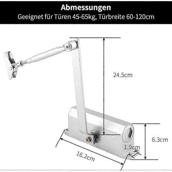 Kraftig automatisk dørlukker, branddørlukker, brandsikker sikkerhedsdøråbner, hydraulisk bufferpositioneringsfjeder, 45-65 kg hjemme- og kommerciel dørlukker