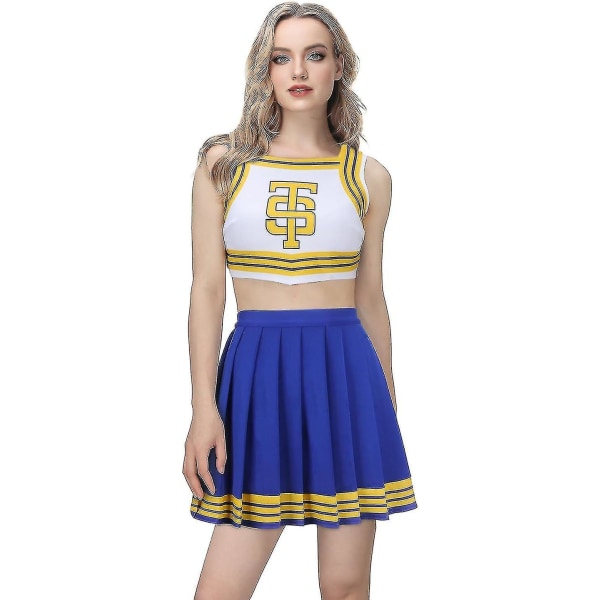 Vuxna Kvinnor Taylor Cheerleader Kostym Uniform Girls Swift Cheerleading Crop Top med veckad kjol Halloween-outfit L