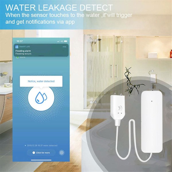 Tuya ZigBee Vattennivåsensor Läckslarm Översvämningsläcksdetektor Smart Hem Vattenvarning Överflödeslarm Säkerhetssystem