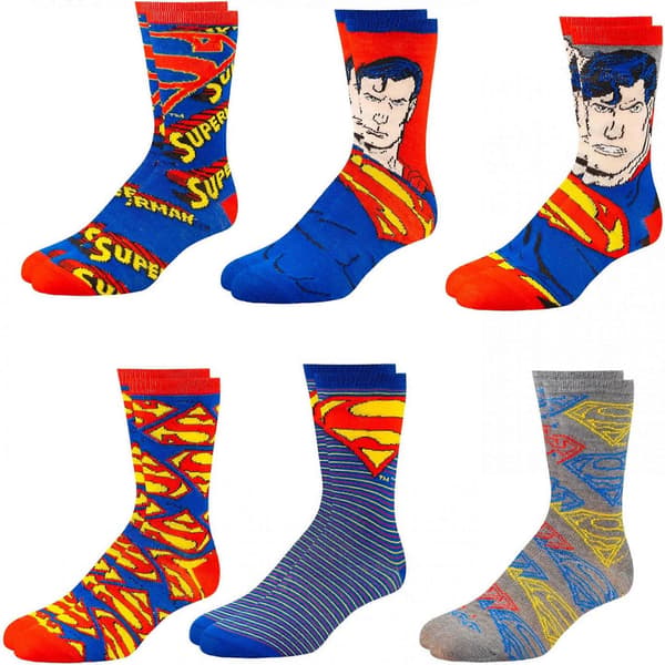 Superman Herrstrumpor med Blandade Mönster, 6-pack