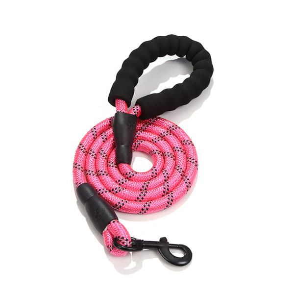 150 cm långt rep hundkoppel med vadderat handtag för små till stora hundar, rosa