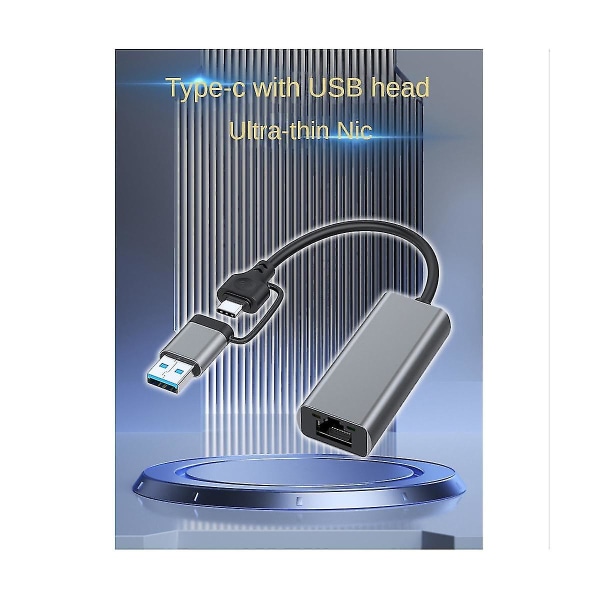 USB Type C til Rj45 kablet netværkskort Eksternt kablet usb 3.0 til Ethernet-adapter til bærbar pc, 100