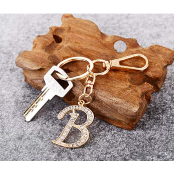 Engelska bokstaven nyckelring-handväska hänge kristall hängande nyckelring (A-Z, 1st)