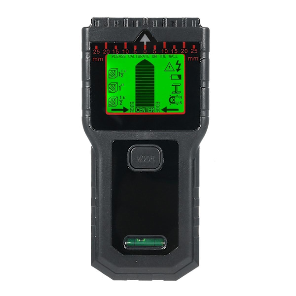 Stud Finder, Væg Scanner 7 i 1 Multifunktionel Vægdetektor til Stænger Træ Metal og AC Ledninger Detektion Sort