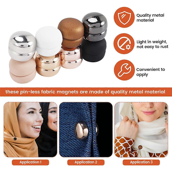 8 stk. Magnetiske hijab-nåle, Stærke magnetiske hijab-nåleknapper til kvinder, multifunktionelle farverige tørklæder Sm