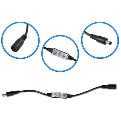 Dæmpbar LED-strip-controller med 5 mm han-til-hun-jackstik, sort