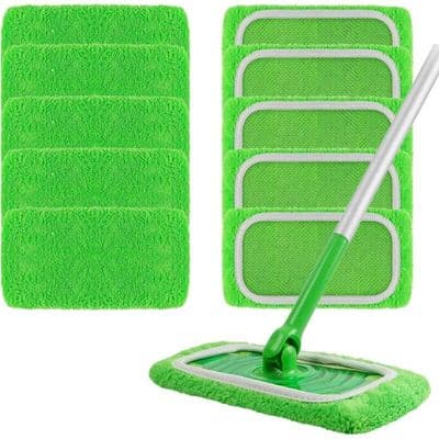 10 gjenbrukbare kluter til Swiffer Sweeper, vaskbare mikrofiber erstatningsmoppkluter, våtmopp og
