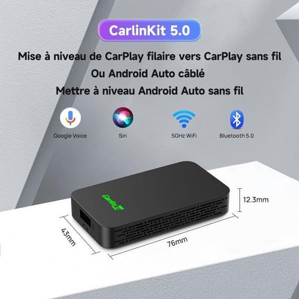 Trådløs CarPlay-adapter - Carlinkit 5.0 - WiFi - Bluetooth - Kompatibel med Android/iOS