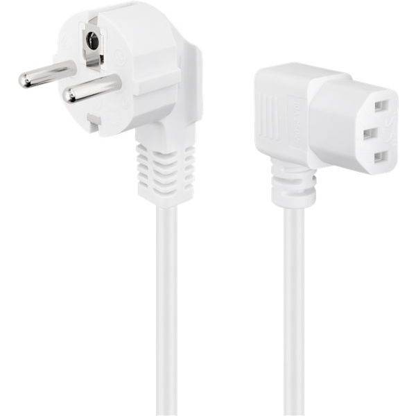 Angled cold appliance cable on both sides, 1.5 m, white