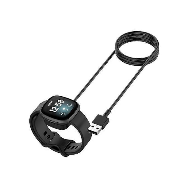 Laddningskabel för Fitbit Versa 4 Smart Watch, 1m USB-kabel, magnetisk laddningsdocka