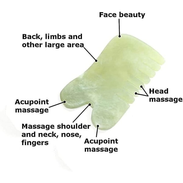 Jade kam | Naturlig jadestein - Gua Sha-verktøy for hode og meridianer for massasjeverktøy for kroppspleie av hodet