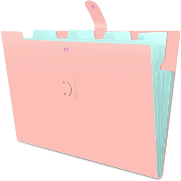 1 st expansionsmapp, A4-pappersdragspelspåse med spänne, 5 fickor (rosa)