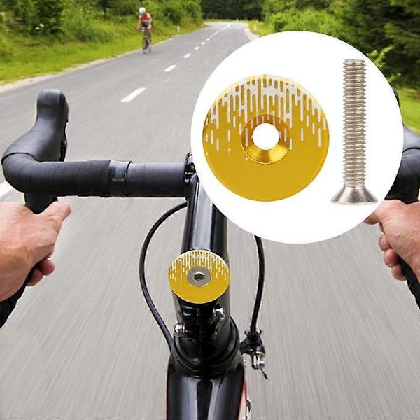 1 st Cykel Headset Lock Svart/röd/blå/Guld/Lila MTB Landsvägscykel Styrstam Headset Topplock Med Skruv Cykeltillbehör