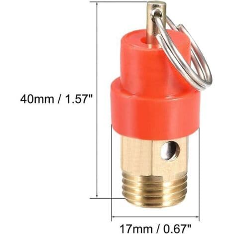 Luftkompressor säkerhetsventil, tryckbegränsningsventil, G1/4 hane, 8 kg tryckjustering, röd hatt, 1-pack
