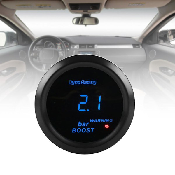 Turbo Boost Gauge Digital Blå LED ABS 52mm Turbo Trykkmåler for 12V 4/6/8 Sylindre Bensinbiler