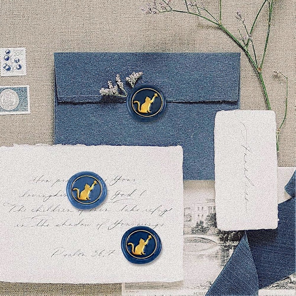 Katt og Sommerfugl Voks Segl Stempel Retro Voks Stempel 25mm/1 tomme Avtakbart Messing Segl Stempelhode med Trehåndtak Voks Segl Stempel for Gaveinnpakning Konvolutt