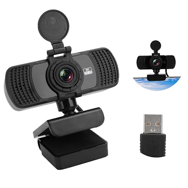 2K 1440P HD Webcam med indbygget mikrofon til live streaming på desktop-computere