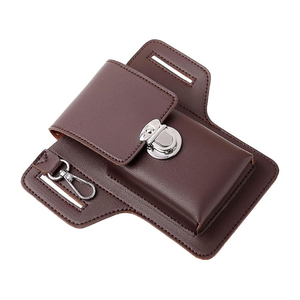 Læder telefontaske med bælteclips, flip cover telefontaske til mobiltelefon bælteholder, universel telefon