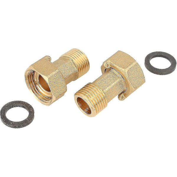 Set med 2 skruvkopplingar för vattenmätare 1&quot; Unionsmutter X 3/4&quot; Utvändig gänga Guld Scrollsqy