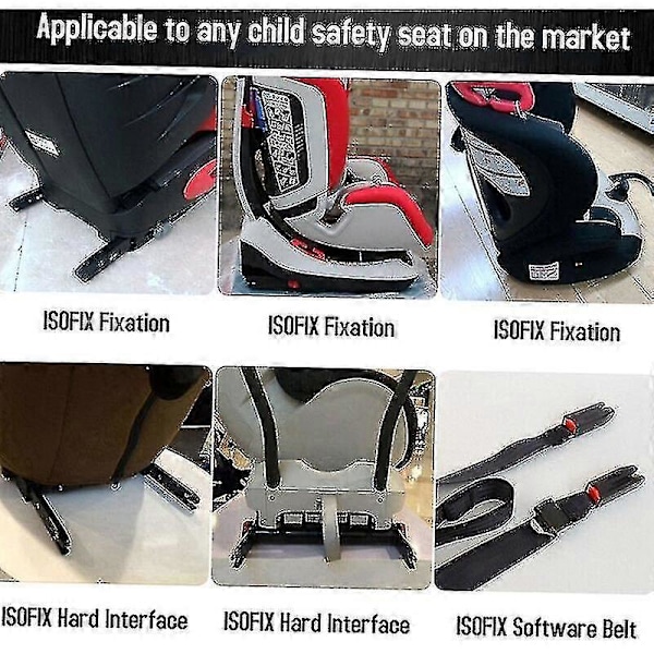 Universelt bilbarneseteankerinstallasjonssett for Isofix-setebeltekonnektorer, svart