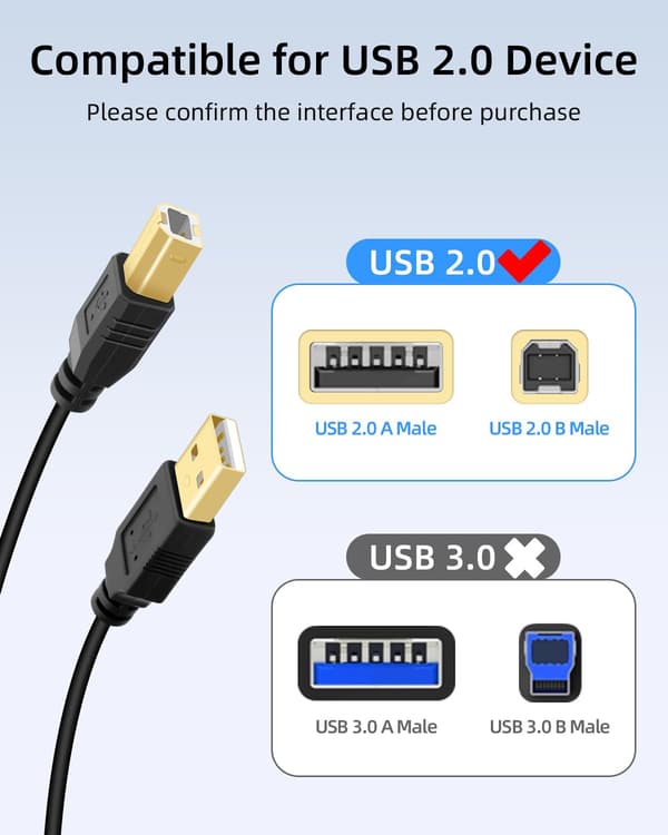 2025 Seneste Model 2 i 1 USB-printerkabel Splitter, USB A Han til USB B Han Printerkabel med Skifteknap til 2 Computere, Del Scanning