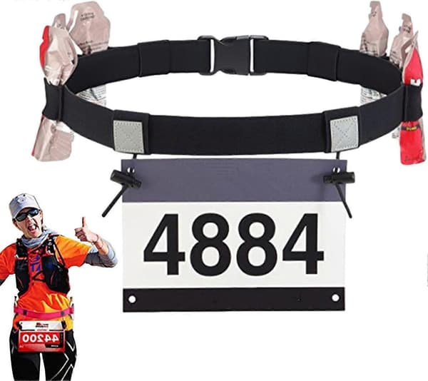 Bib Holder Løb, Elastisk Løbsnummerbælte med Reflekterende Striber, Sort Ref: 5760